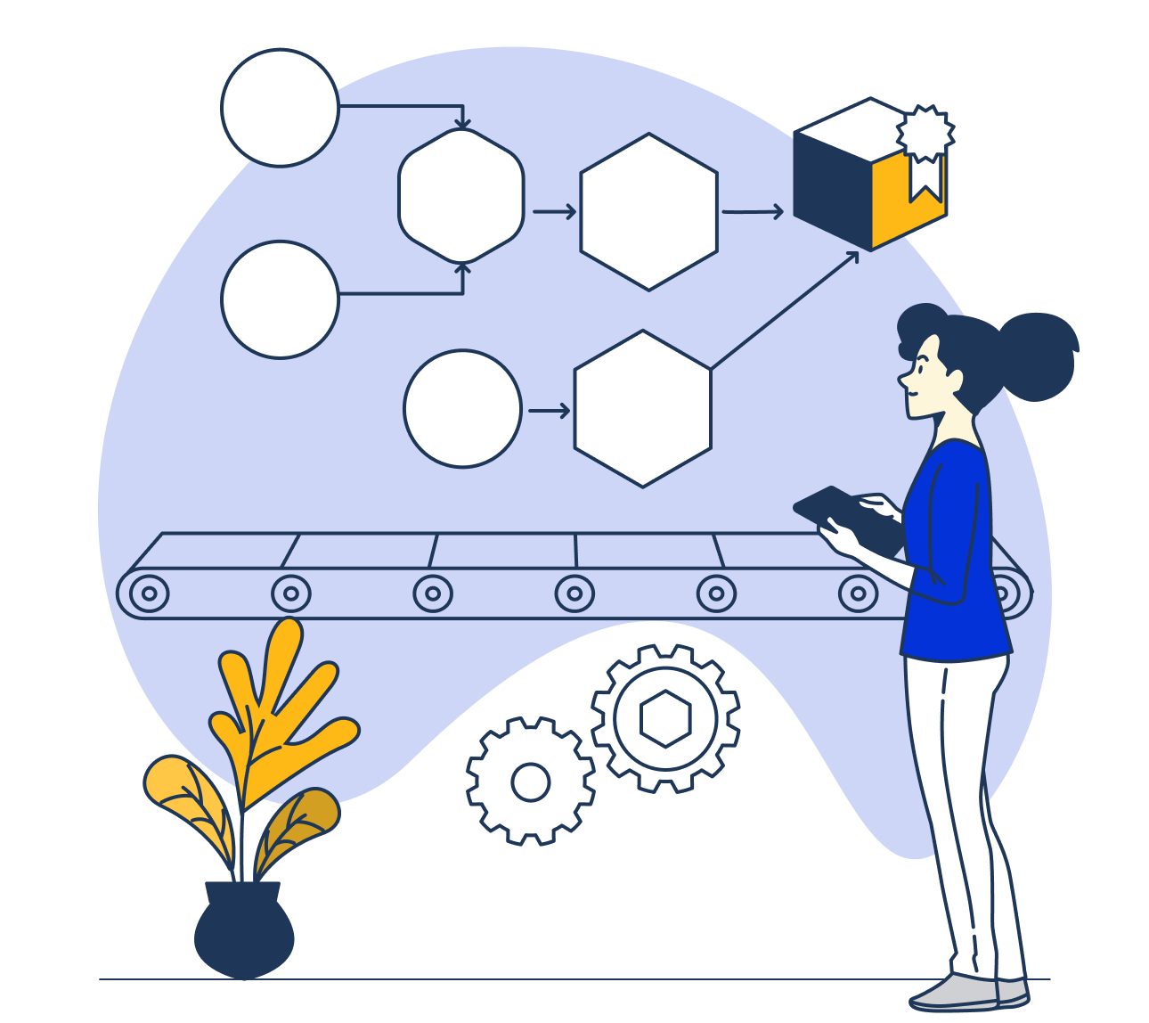 Person looking at a solution integrating multiple complex systems